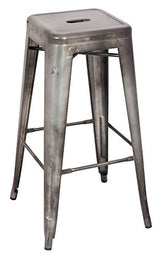 Kiara Bar Stool (Set-2) - 96251 - Antique Silver - 30 Inch Seat Height